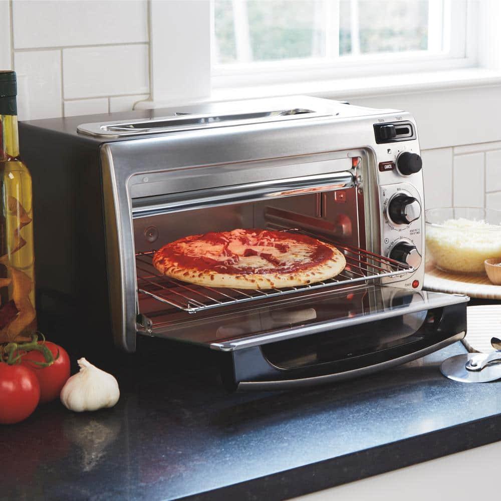 Hamilton Beach 2-in-1 Oven & Toaster Combo, Space-Saving Design, Stainless Steel