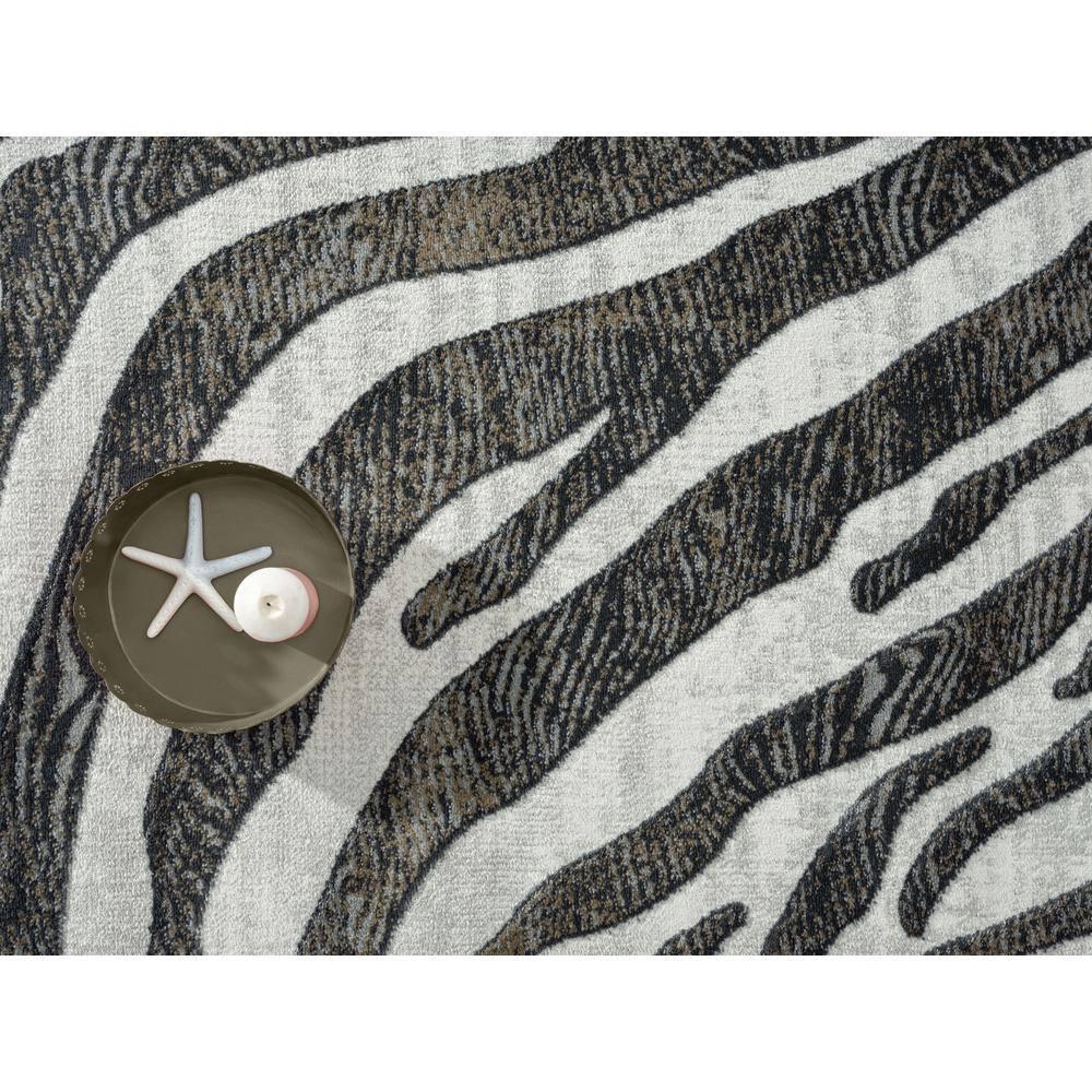 Abani Nova NOV170B Grey Brown Zebra Print Area Rug 6' x 9' - Grey