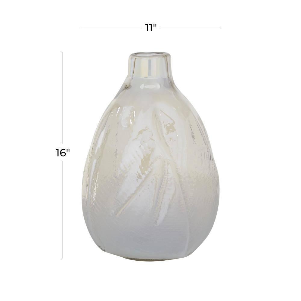 DecMode 16" Blown White Glass Vase
