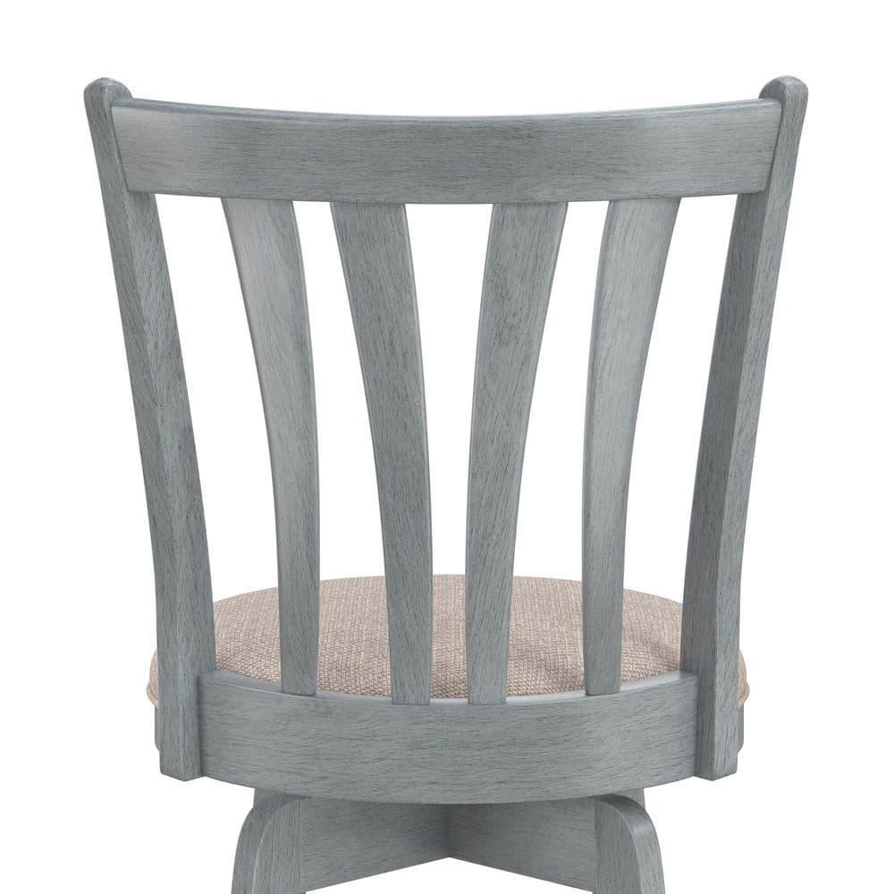 Hillsdale Furniture 25.75" Savana Swivel Counter Height Barstool Blue (Wirebrush)/Cream : Upholstered, Wood Legs, 250lb Capacity