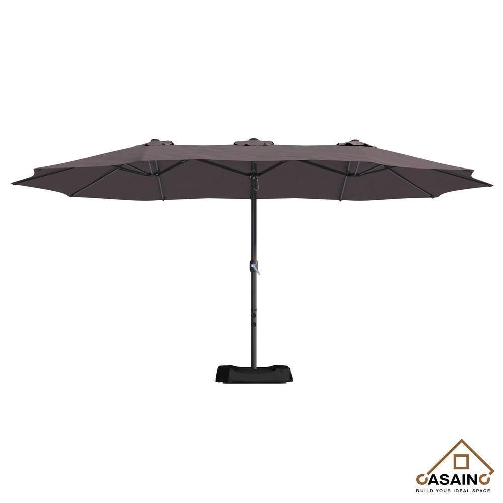 15ft Large Patio Umbrellas with Base Included, Outdoor Double-Sided Rectangle Market Umbrella with Crank Handle, for Pool Lawn Garden