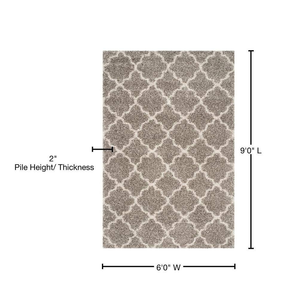 Hudson Shag SGH282 Power Loomed Indoor Area Rug - Grey/Ivory - 6'x9' - Safavieh
