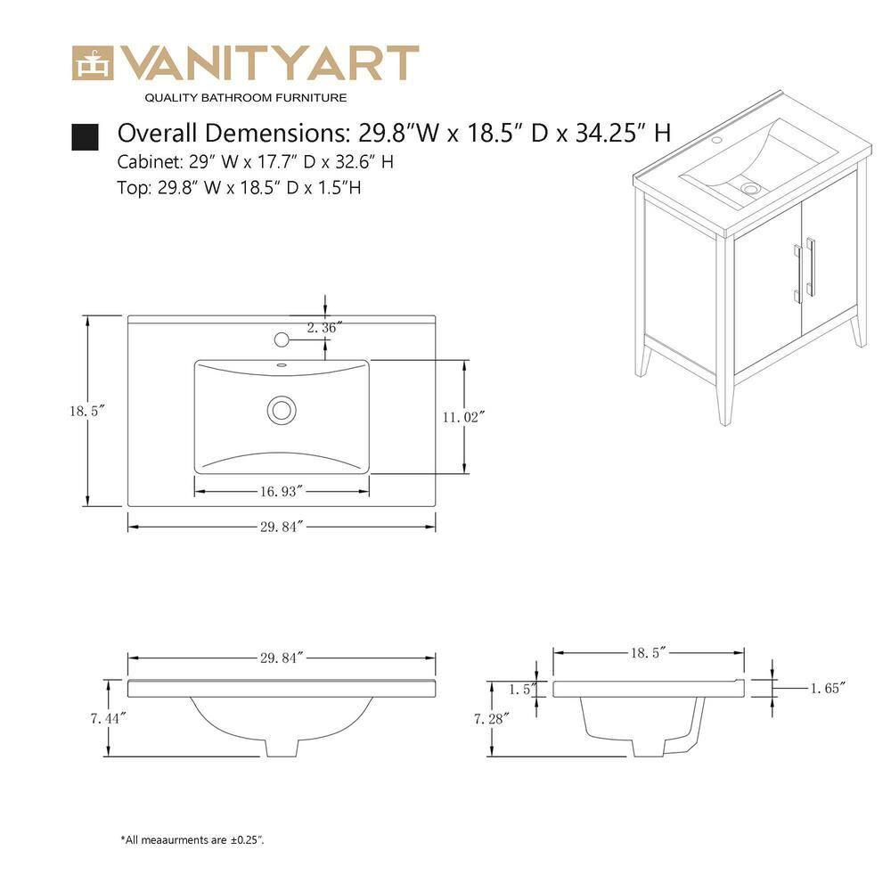 30" Single Bathroom Vanity Set
