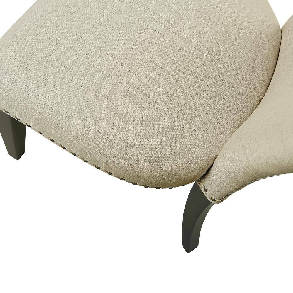 Set of 2 Savoy Upholstered Dining Armless Chairs Cream - Alaterre Furniture: Faux Leather, Nailhead Detail, Rubberwood Frame