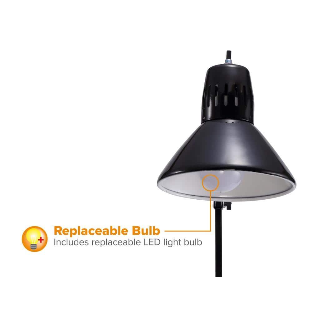 LED Swing Arm Desk Lamp with Clamp Mount, 36" Reach, Includes LED Bulb, Black (VLF100)