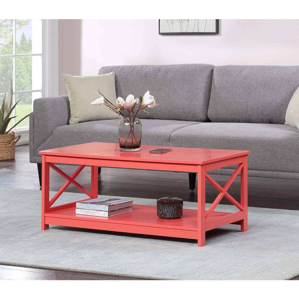 Convenience Concepts Oxford Coffee Table with Shelf, Coral