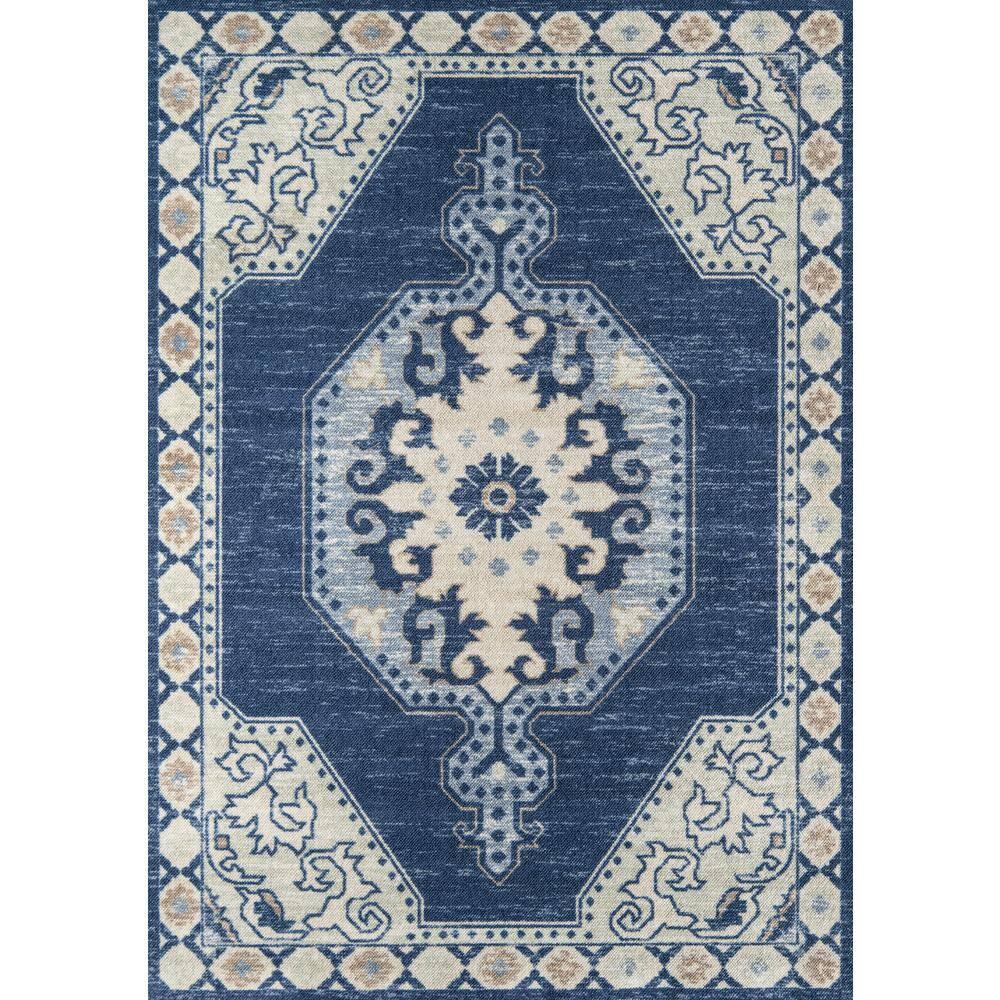 Momeni 6'6"x9' Anatolia Thoma Medallion Machine Loomed Area Rug Navy Blue: Wool & Nylon, Low Pile, Indoor Classic Pattern