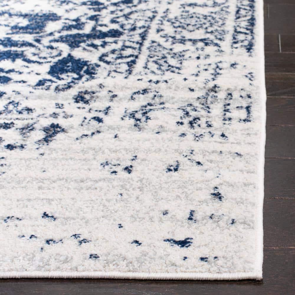 Safavieh  Madison Snowflake Medallion Rustic Farmhouse Distressed Rug Cream/Navy 9' x 12' 9' x 12' Indoor Living Room, Bedroom, Dining Room Runner,