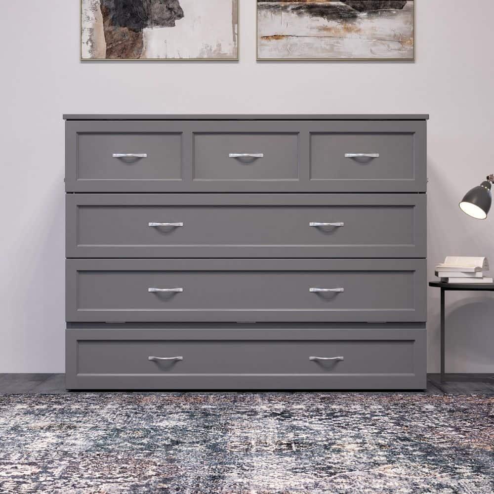 AFI Northfield Grey Full Solid Wood Murphy Bed Chest