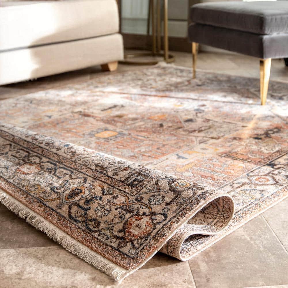 Nuloom Harriet Medallion 2x12 Runner Indoor Area Rug for Living Room Bedroom Dining Room Entryway Hallway Kitchen, Light Brown/Ivory