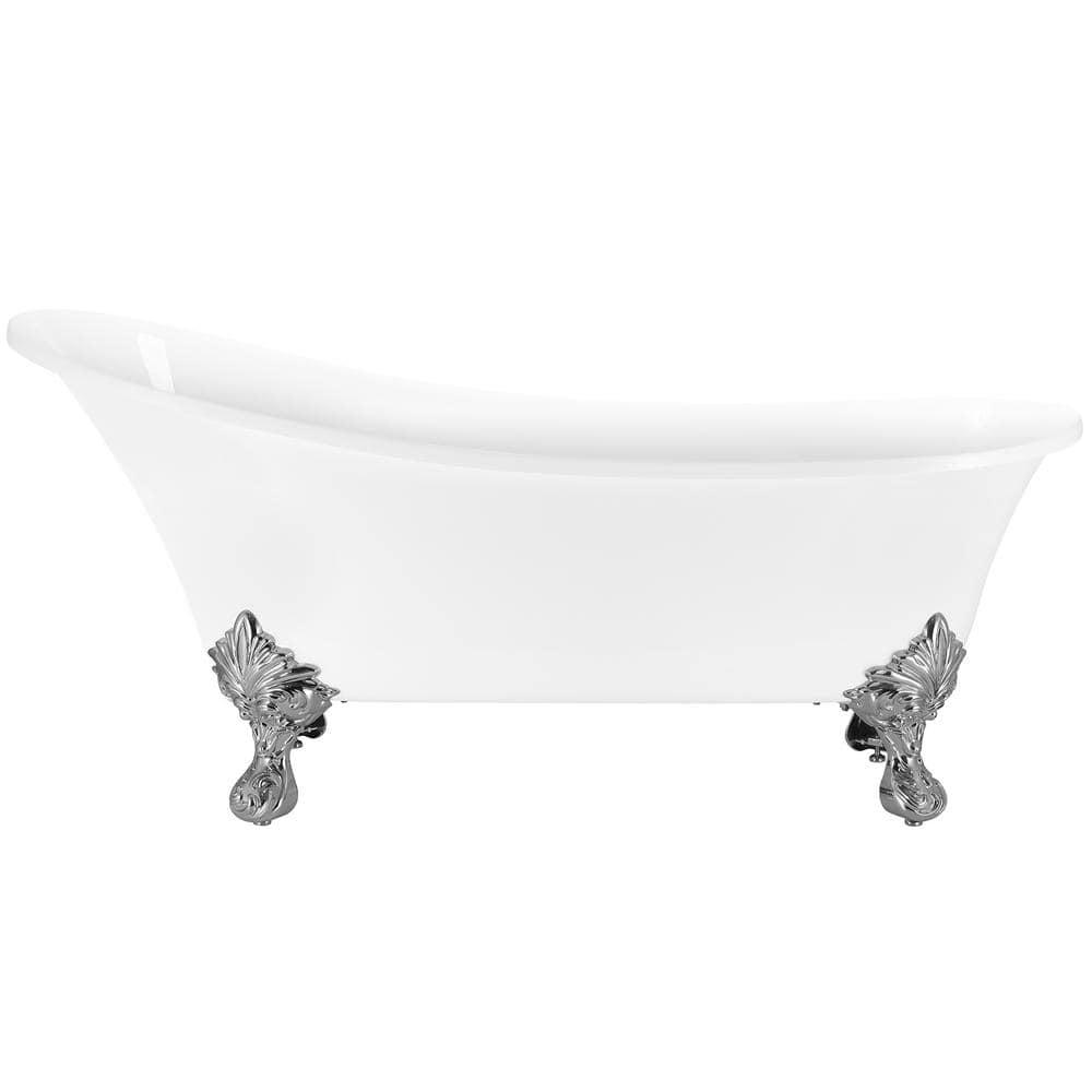 Luxurious Spa Acrylic 69" x 30" Clawfoot Soaking Bathtub