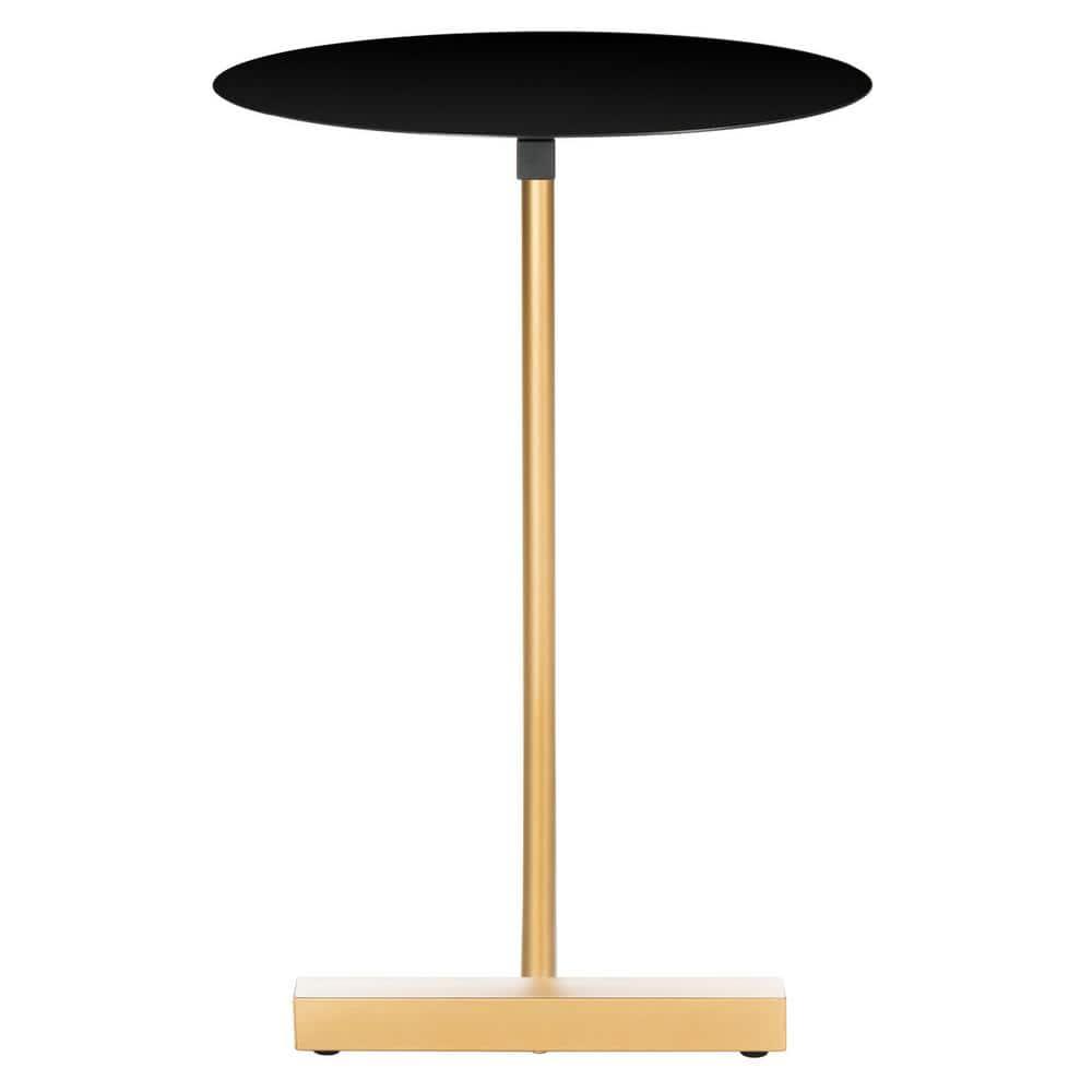 Haylee Round Side Table - Black/Gold - Safavieh.