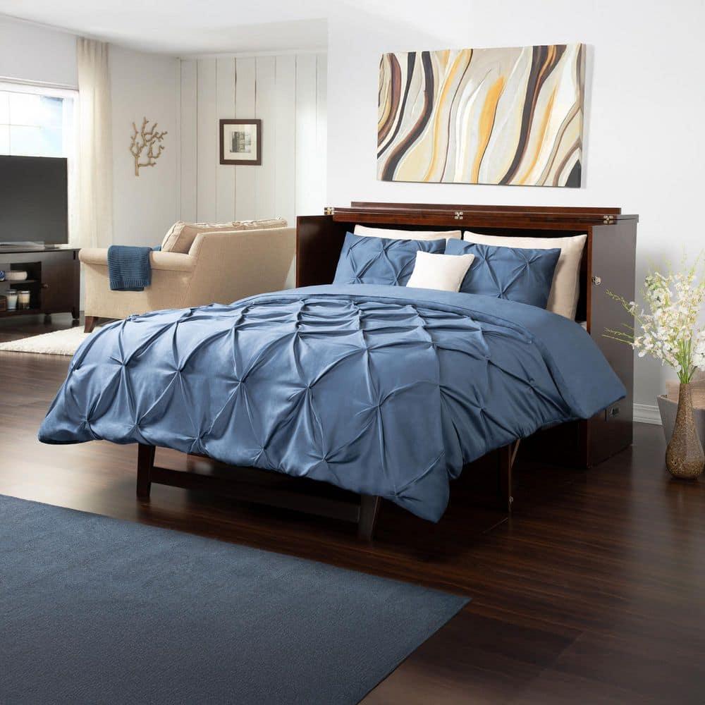 Queen Deerfield Murphy Bed Chest with Charging Station Walnut - AFI: Space-Saving Design, No Box Spring Needed
