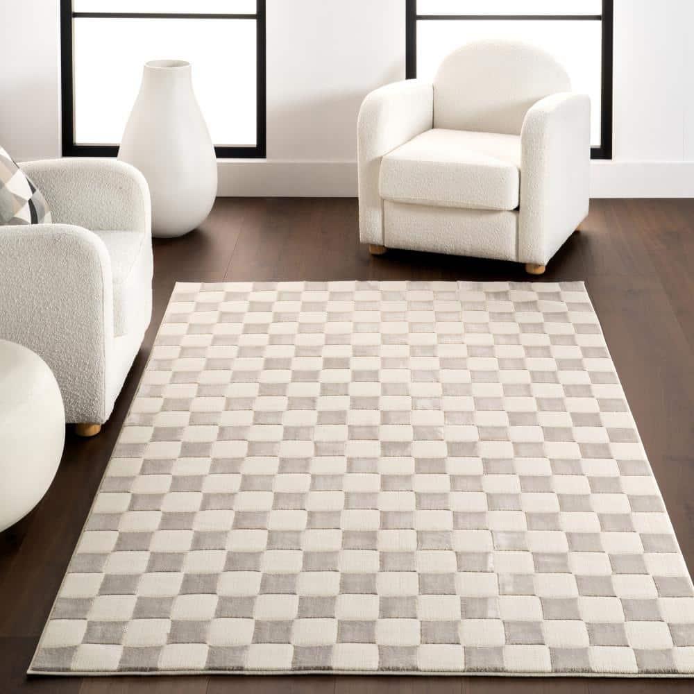 Nuloom Alaiya Checkered Pet Friendly Textured Machine Washable Area Rug, 8' x 10', Cream