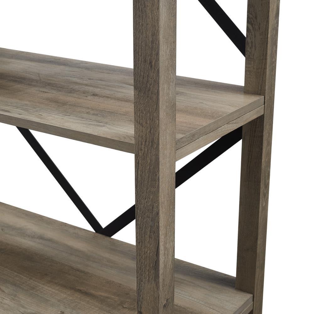 64" Farmhouse Metal X Bookcase - Gray Wash