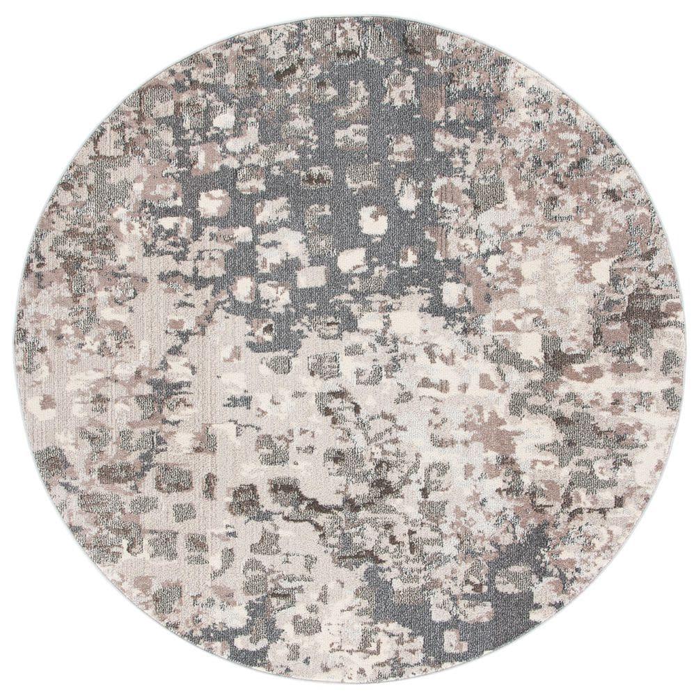 Madison MAD425 Power Loomed Indoor Accent Rug - Grey/Beige - 3' Round - Safavieh