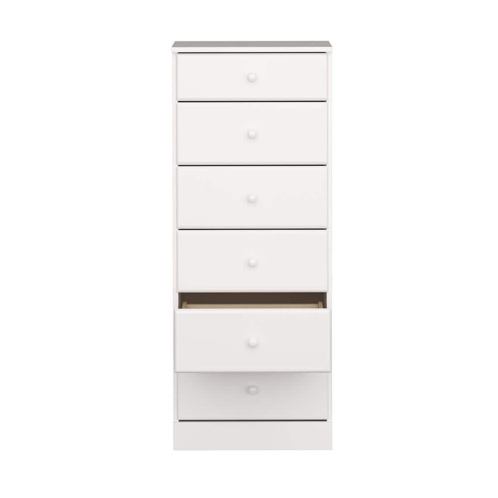 6 Drawers Astrid Vertical Dresser White - Prepac: Laminated Composite Wood, 5 Year Warranty, Nursery Storage