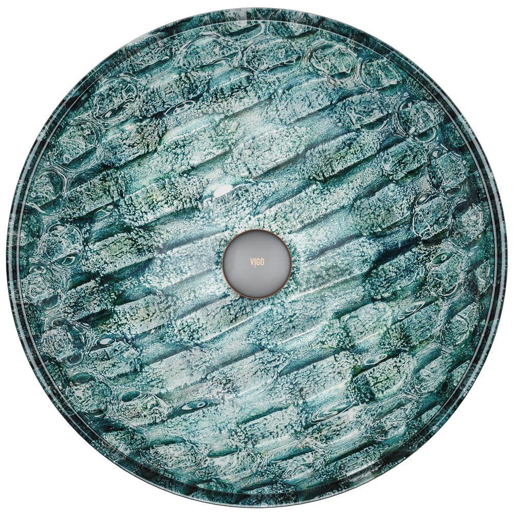 Russet Glass 17" L 17" W 6" H Round Vessel Bathroom Sink
