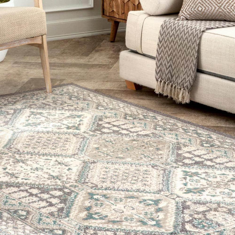 Nuloom 3x5 Becca  Tiled Indoor Area Rug, Charcoal, Faded Transitional Design, Stain Resistant, BedroomLiving Room, Kitchen,