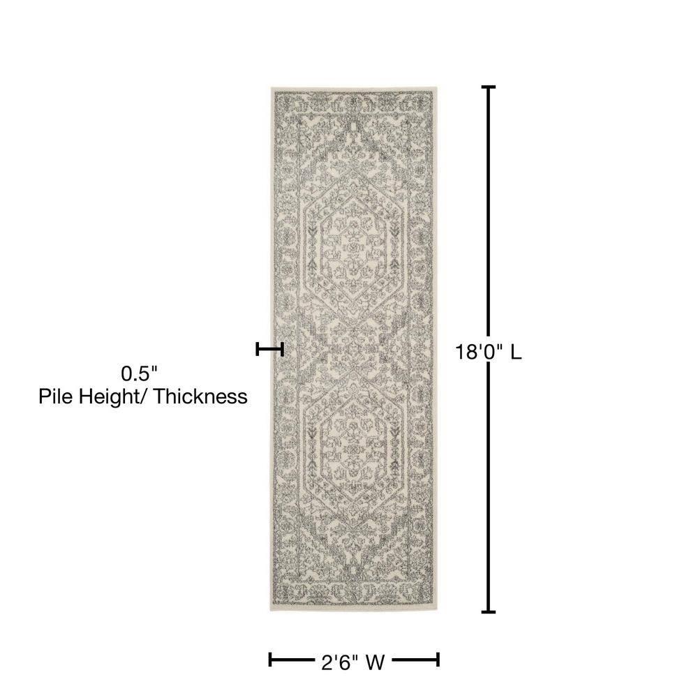 Adirondack ADR108 Power Loomed Runner Rug - Ivory/Silver - 2'6"x18' - Safavieh.