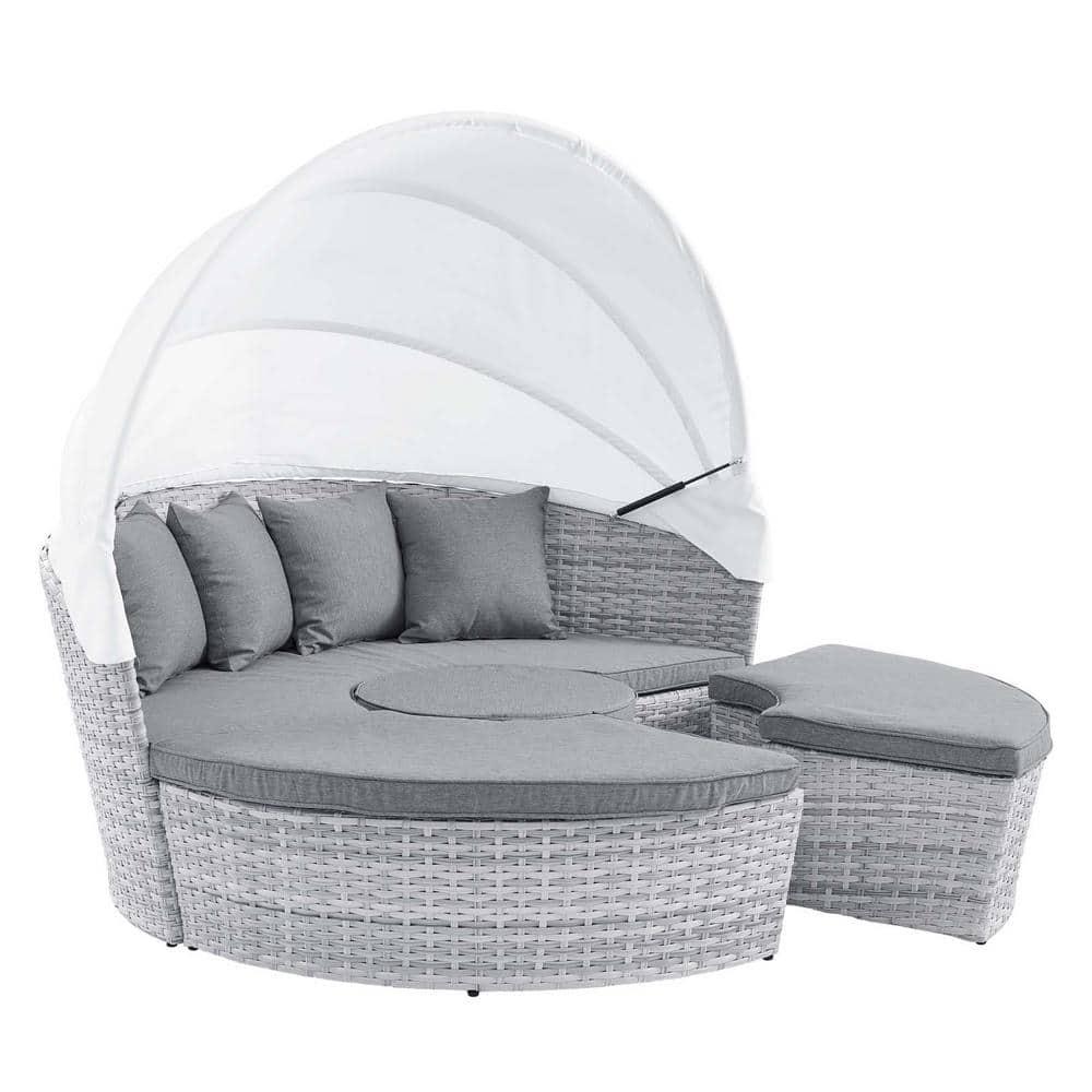 Modway Scottsdale Aluminum and Fabric Canopy Patio Daybed in Light Gray
