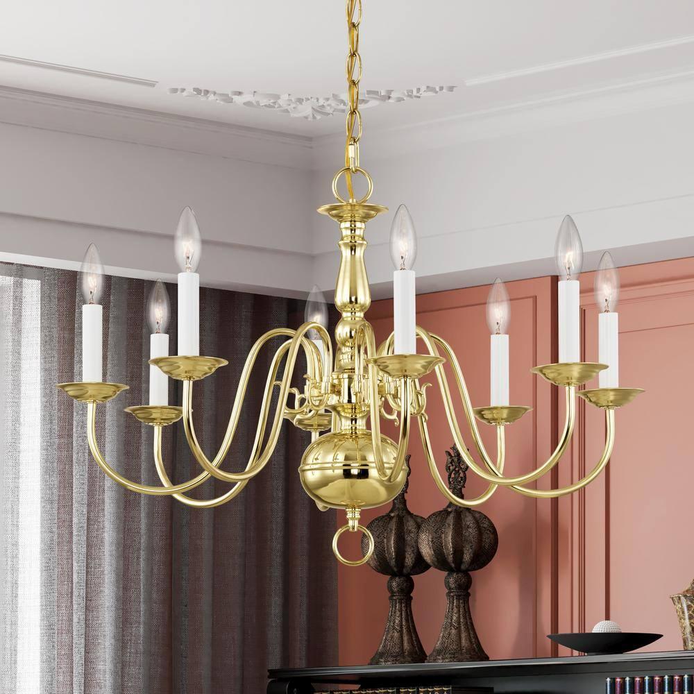 Livex Lighting Williamsburgh 8 - Light Chandelier in  Polished Brass