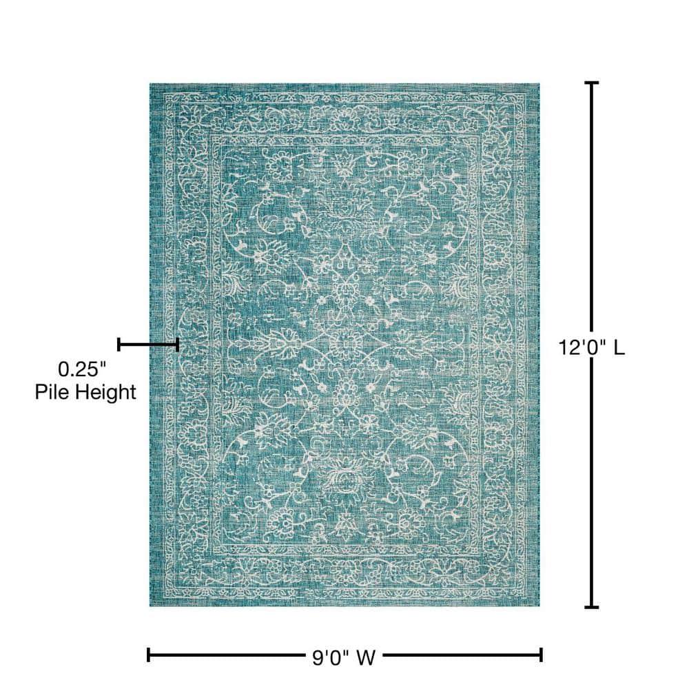 Courtyard CY8680 Power Loomed Indoor and Outdoor Area Rug - Turquoise - 9'x12' - Safavieh