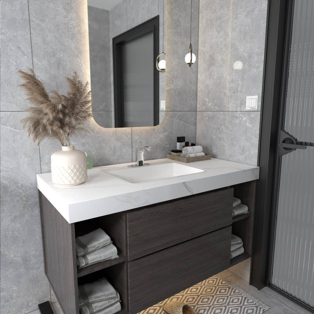 BWE Automatic Sensor Touchless Bathroom Sink Faucet With Deck Plate In Polished Chrome