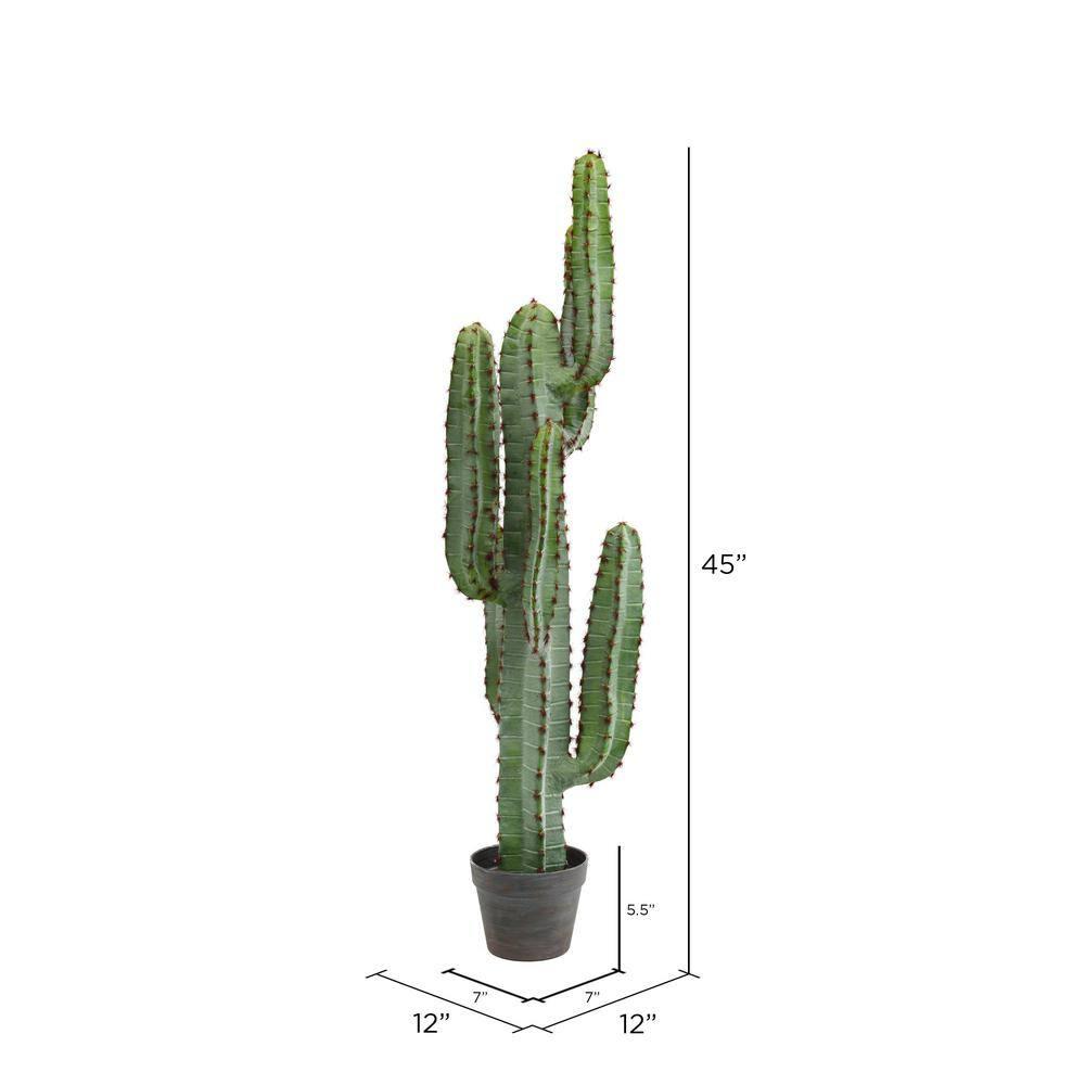 Williston Forge 45" Artificial Green Finger Cactus in 8" Black Pot