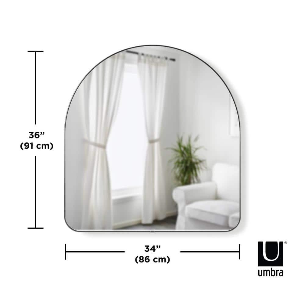 34" x 36" Hubba Arched Mirror Metallic Titanium - Umbra: Modern Oval Wall Mount, No Assembly, Steel Frame