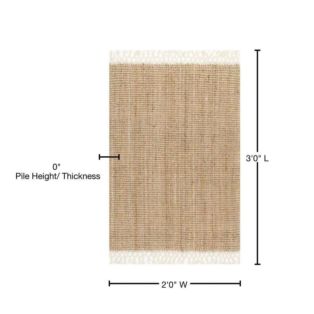 nuLOOM Raleigh Farmhouse Jute Tasseled Area Rug, 2' x 3', Natural