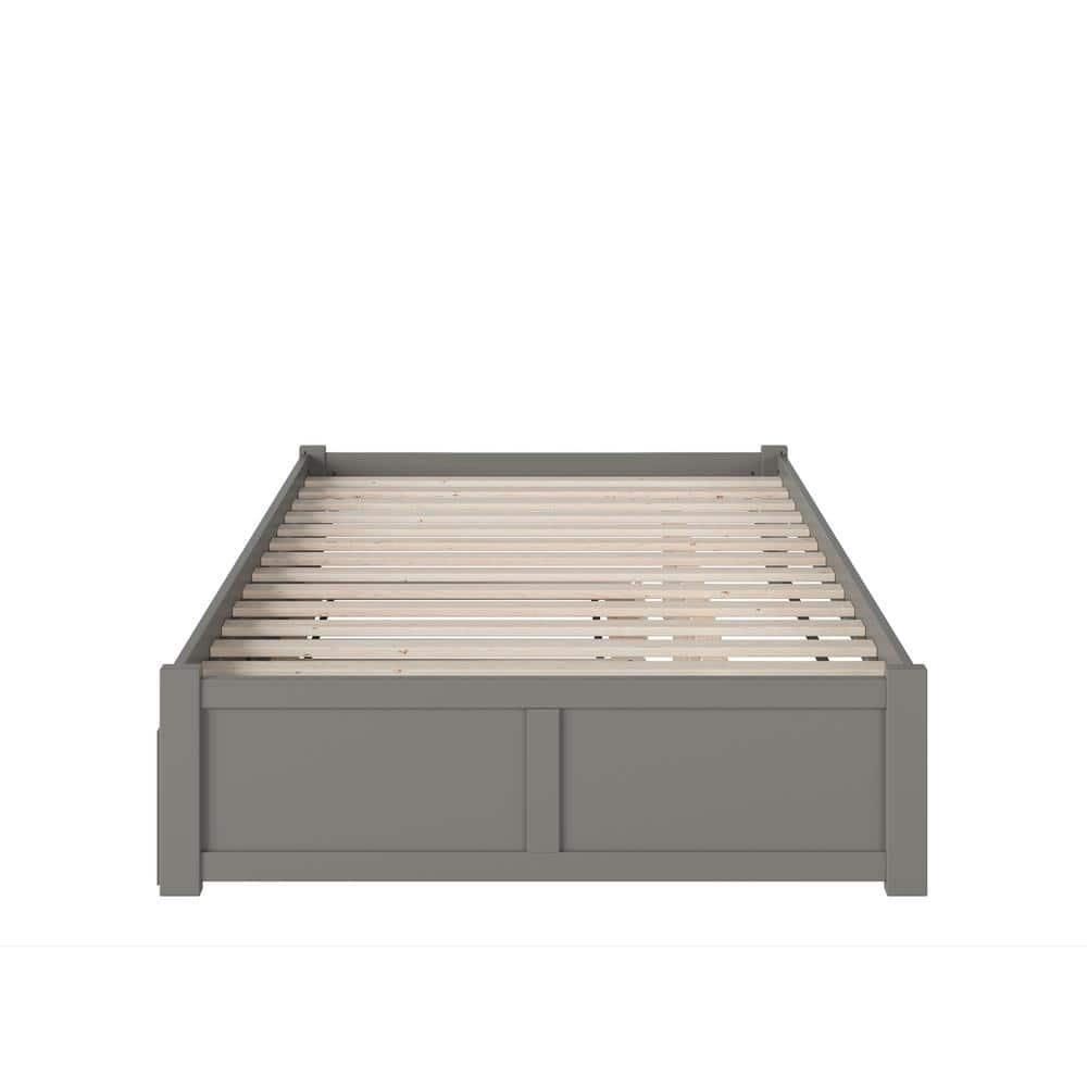 AFI Concord Queen Platform Solid Wood Panel Bed with Trundle in Grey