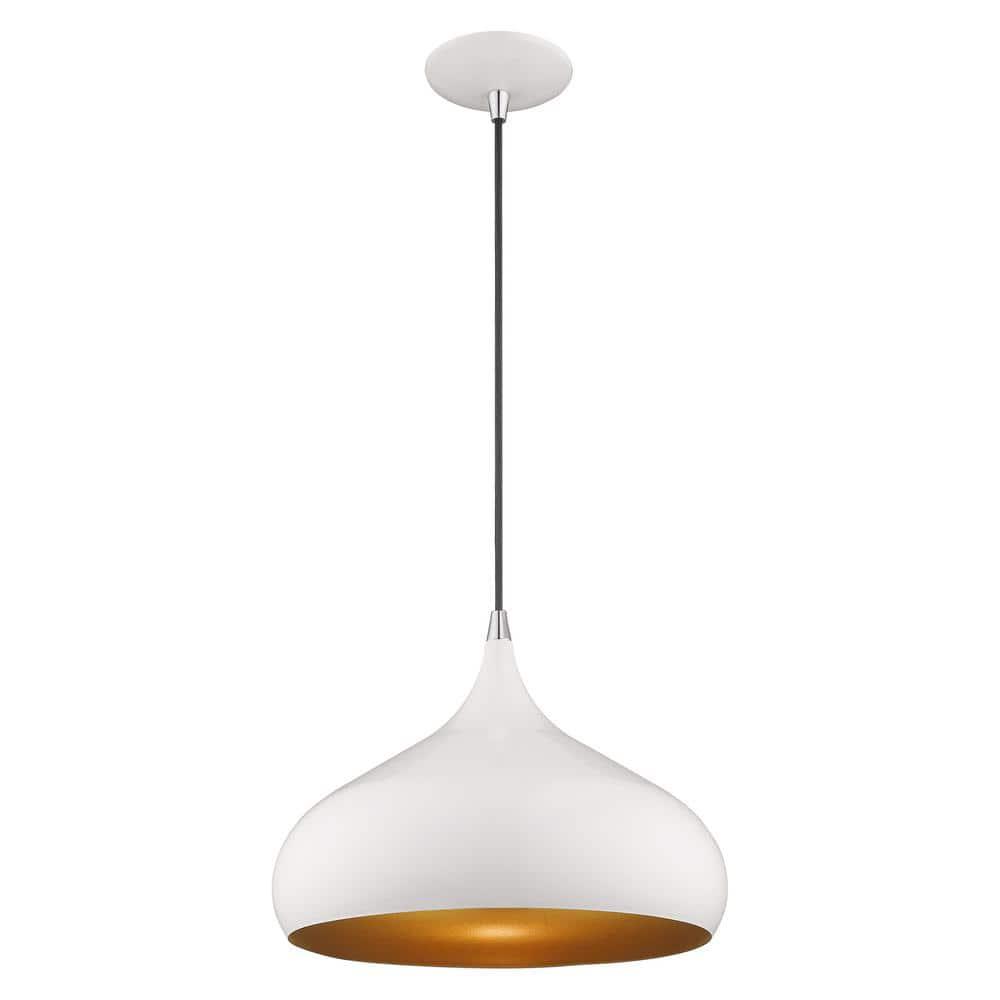 Shiny White and Gold Mini Aluminum Pendant Light