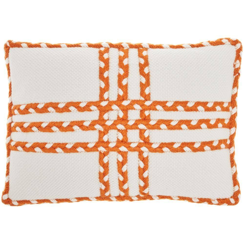 Nourison Crossed Braids Orange 14" x 20" Indoor/Outdoor Throw Pillow