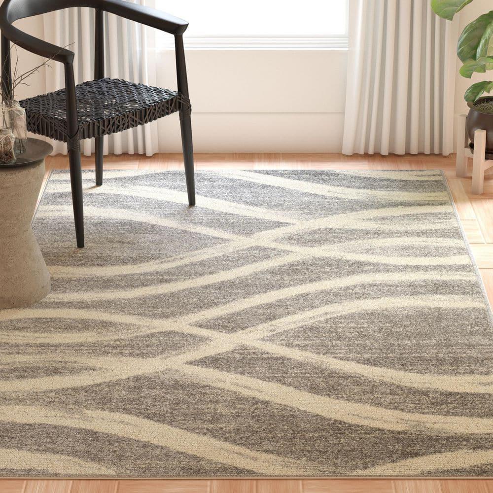 Adirondack ADR125 Machine Made Indoor Area Rug - Grey/Cream - 6'x9' - Safavieh