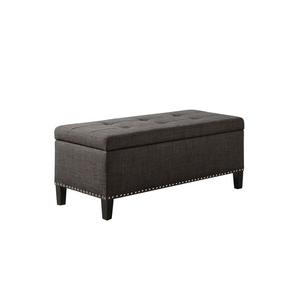 Wildon Home® Dark Gray Solid + Manufactured wood + 100% Polyester Bench