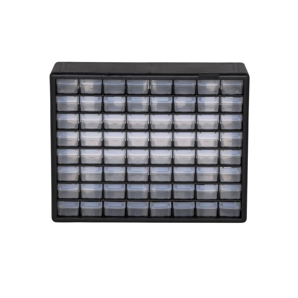 Akro-Mils 64 Drawer Plastic Cabinet Storage Organizer with Drawers for Hardware, Small Parts, Craft Supplies, Black