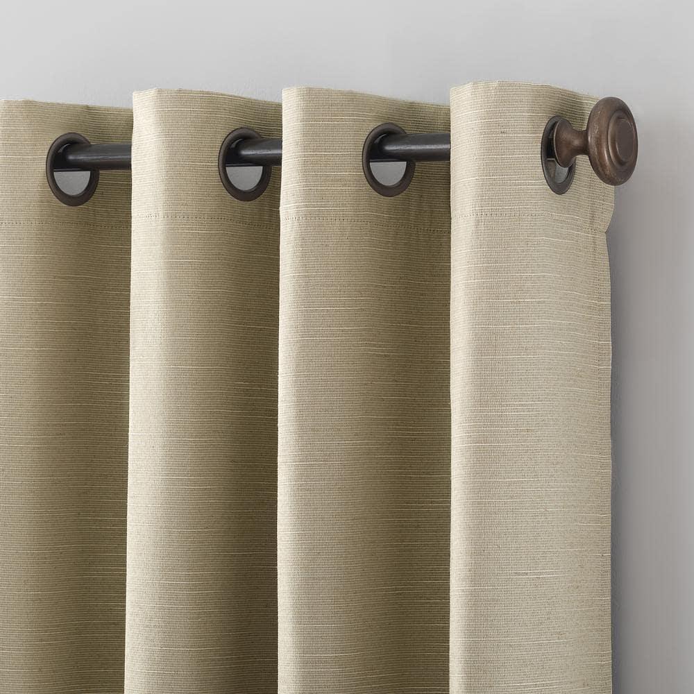 50"x84" Archaeo Total Blackout Textured Linen Blend Grommet Top Curtain Panel Stone: Modern Noise-Reducing Indoor Panel