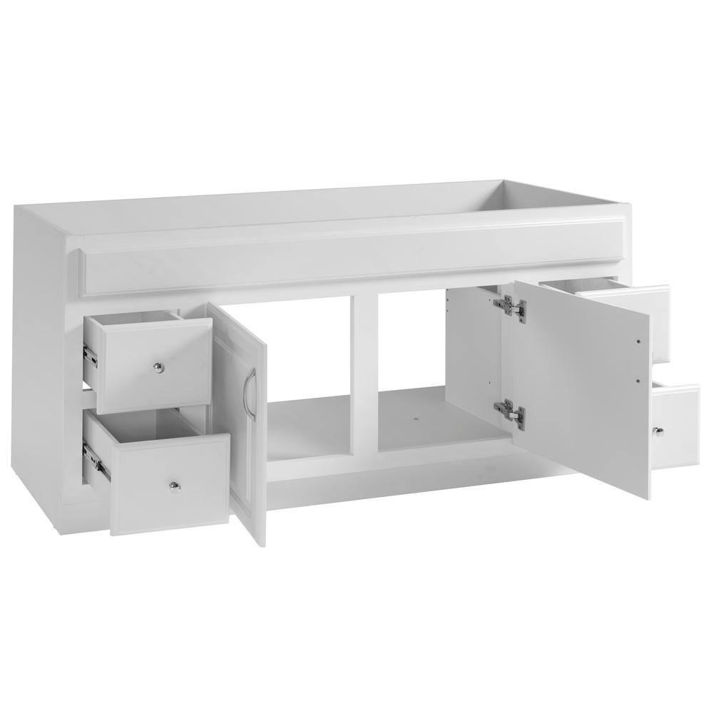 Concord 60 Inch Bathroom Vanity Cabinet, Solid Wood, Fully Assembled, White
