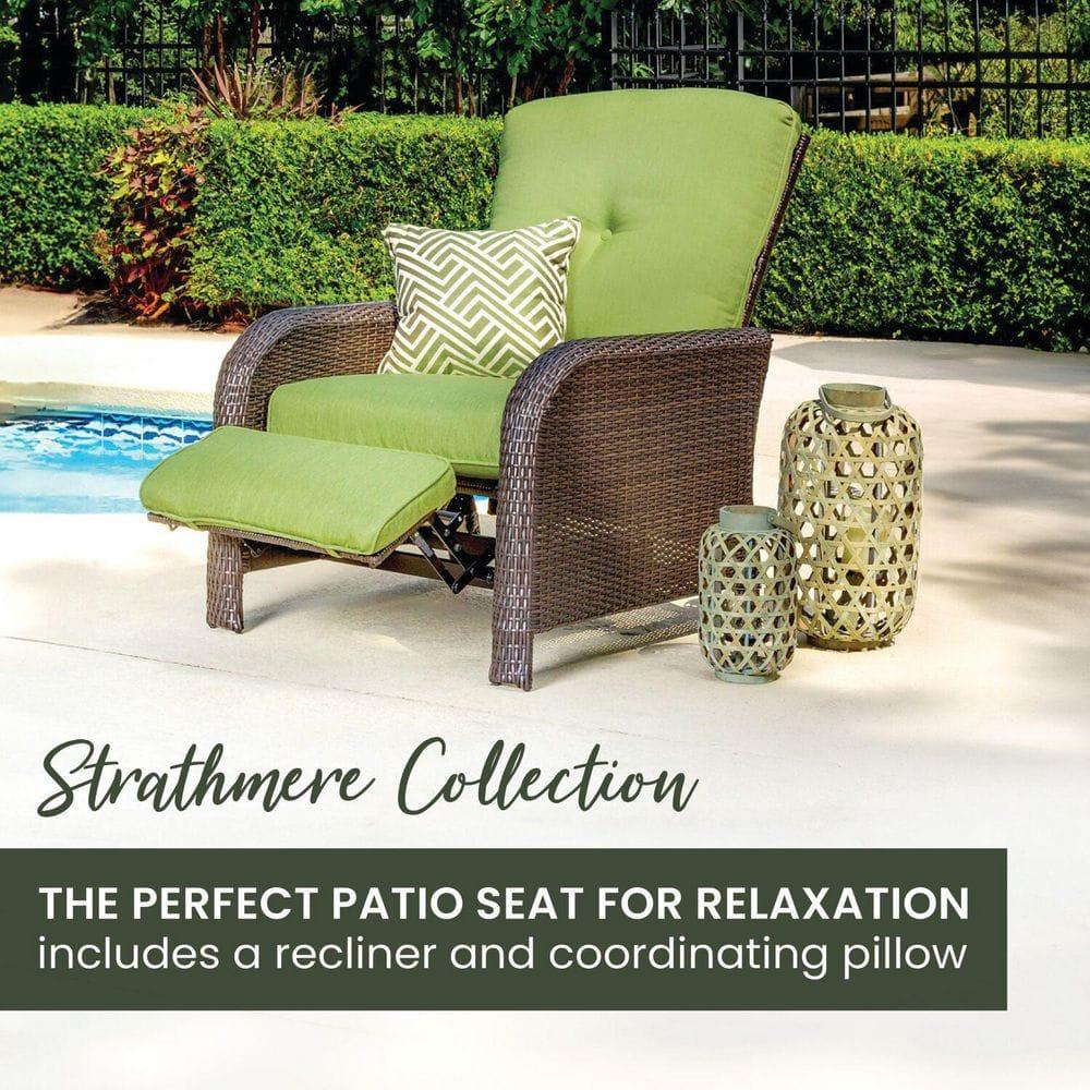 Hanover Strathmere Wicker and Steel Outdoor Patio Lounge Chair, Cilantro Green
