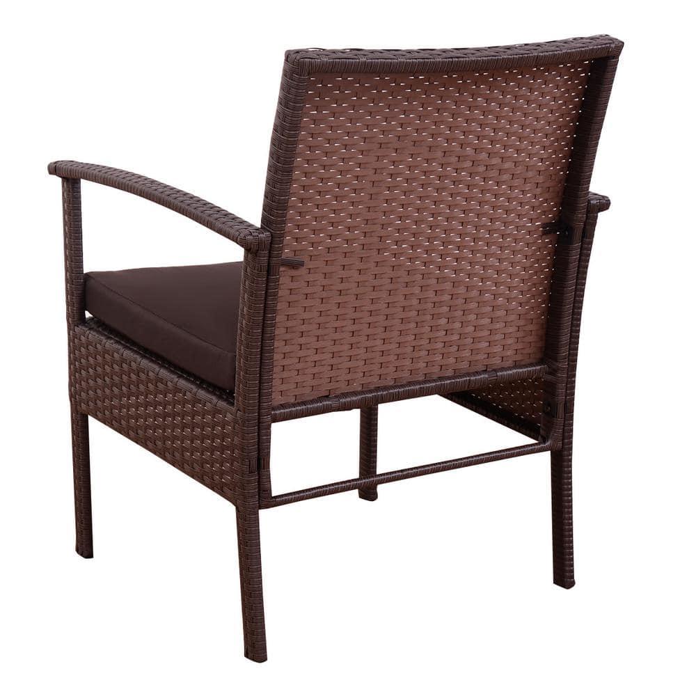 Costway 4PCS Patio Rattan Wicker Furniture Set Loveseat Sofa Cushioned Garden Yard Brown
