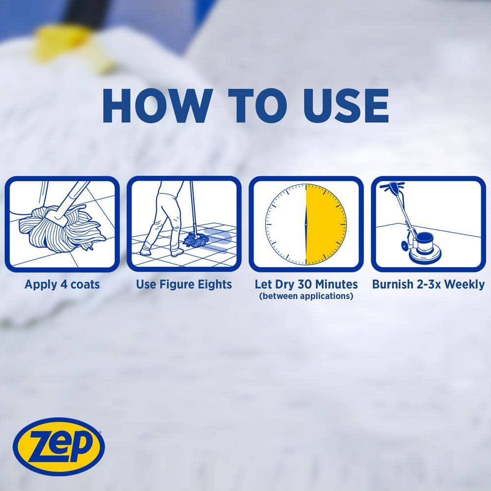 Zep Professional Wet Look Floor Polish Indoor Commercial Floor Cleaners, Mild Ammoniacal, 128 oz