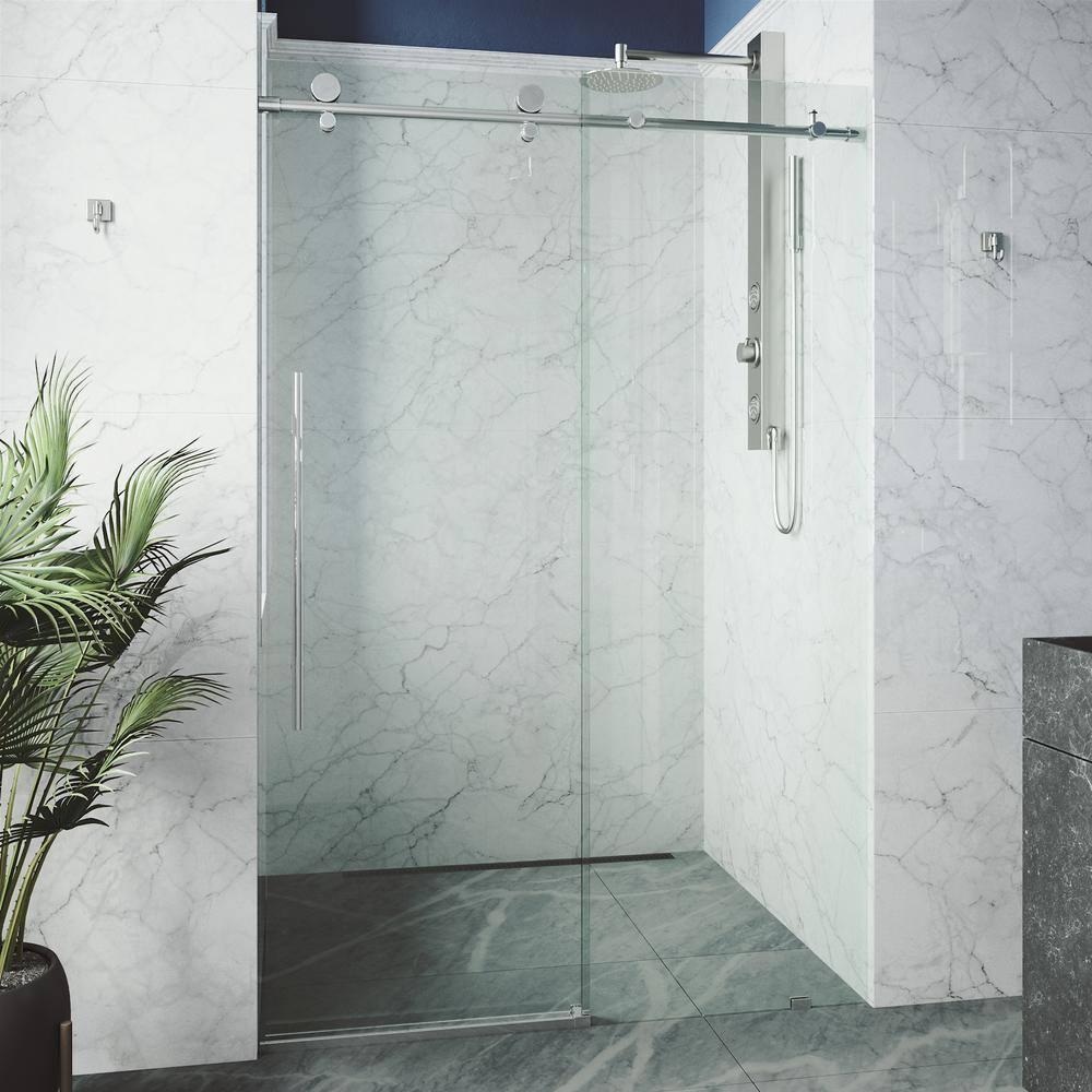 Elan E-Class 44-48" W x 76" H Sliding Frameless Shower Door with 3/8" Clear Glass