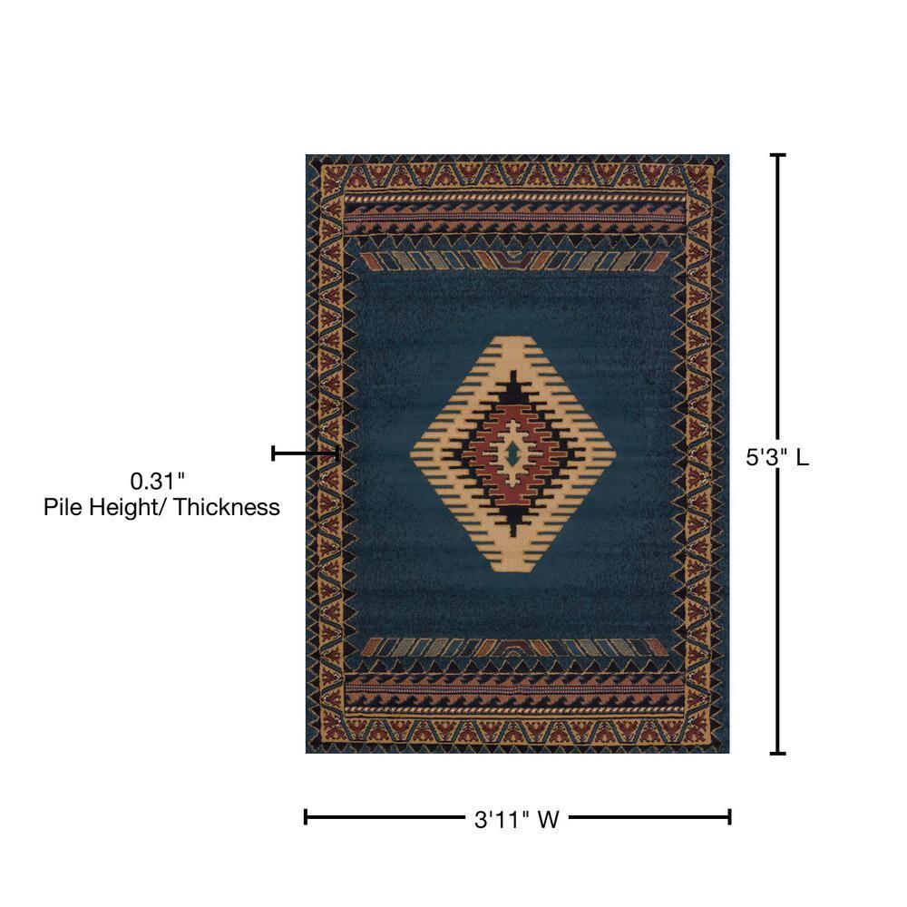 United Weavers Brunswick Avalon Southwestern Border Area Rug, LT Blue, 3'11" x 5'3"