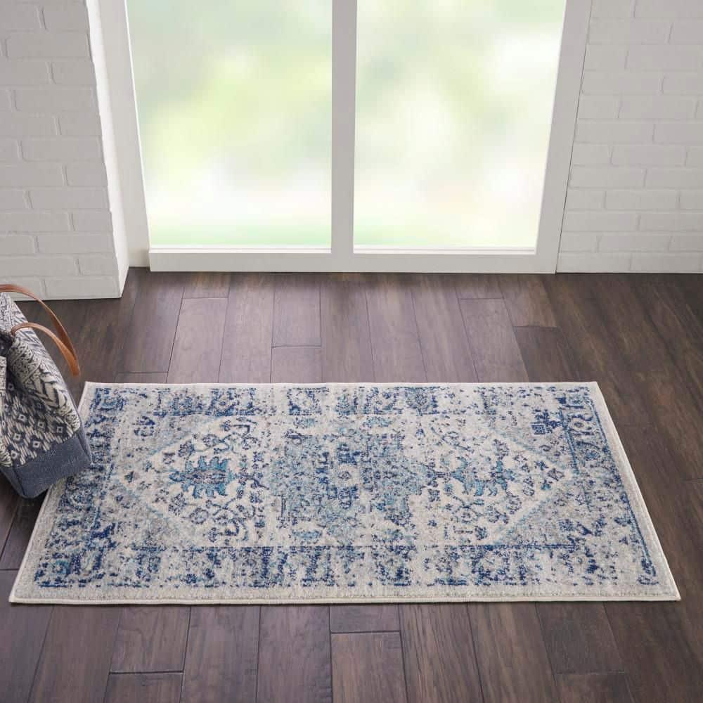 Nourison Tranquil Persian Indoor Rug Ivory Light Blue 2' x 4'