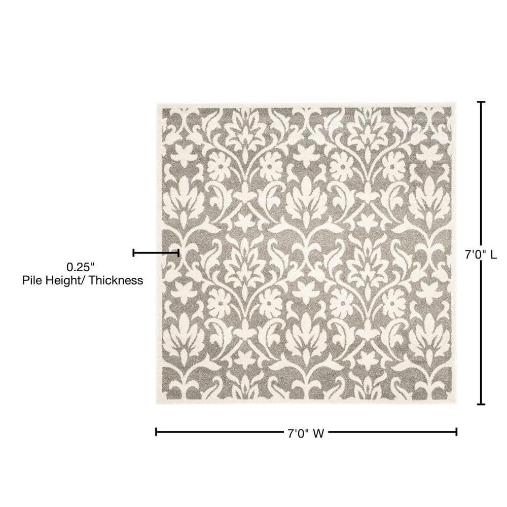 SAFAVIEH Amherst Jerrald Geometric Area Rug, Dark Grey/Beige, 7' x 7' Square