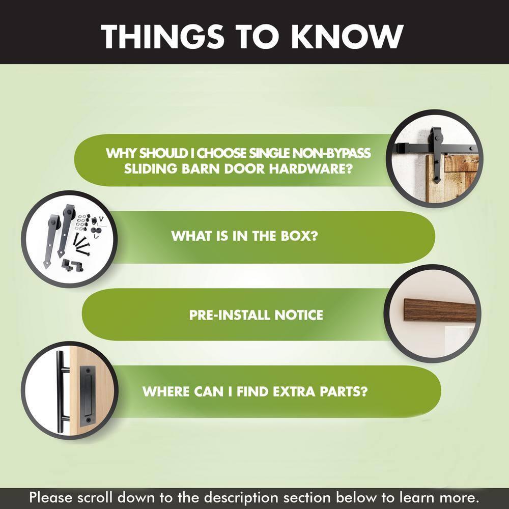 Homacer Black Rustic Arrow Design Non-Bypass Single Track One Door Hardware Kit( Door Not Included)