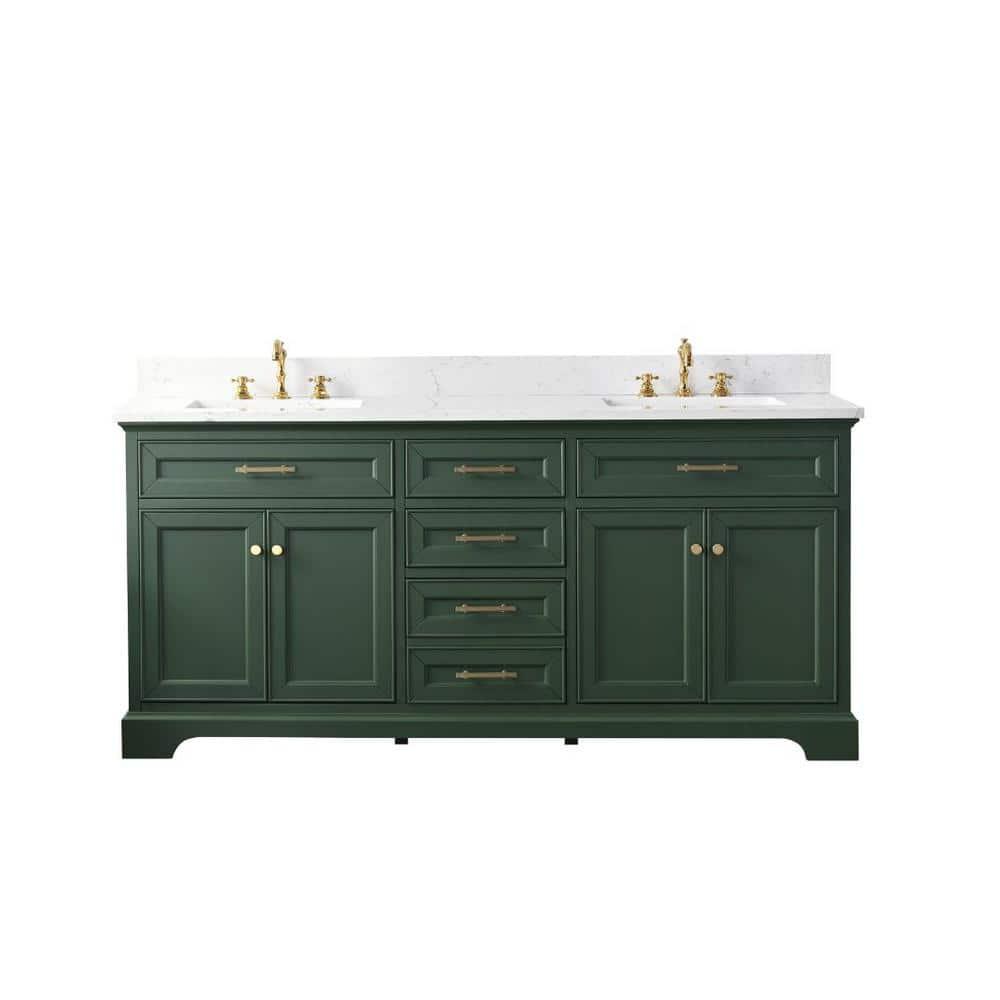 Zaviera 72'' Free-standing Double Bathroom Vanity with Engineered Stone Vanity Top