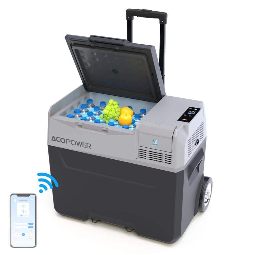 42 qt. Car Freezer Portable Refrigerator with APP Control and 6 in. off-Road Wheels, 12-Volt, 45W Cooler Freezer
