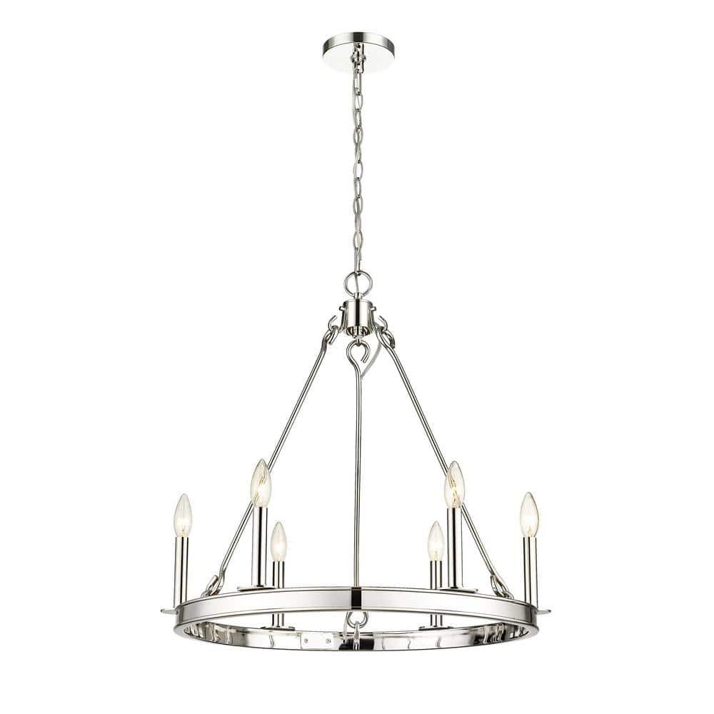Z-Lite Barclay 6 - Light Dimmable Wagon Wheel Chandelier